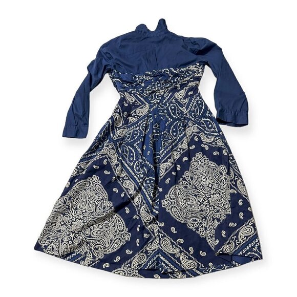 Anthropologie Holding Horses Blue Bandana Cotton Shirtdress, Size 2 - Picture 5 of 12